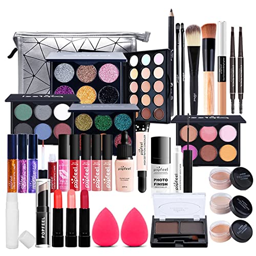 Kit de maquiagem para mulheres kit completa, 37pcs kit de maquiagem multiuso kit de maquiagem all-in-one kit de maquiagem
