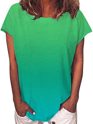 Camiseta de pescoço dividido feminino de verão top top casual redond round lole rolled mangas curtas sólidas curtas