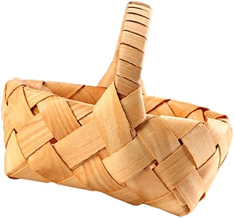 Cesta de cesta de madeira de zerodeko com alça: fazenda entrelaçar cesto de cesta de pão com lanches de frutas de frutas de frutas