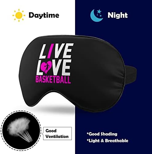 Live Love Basketball Máscaras de olho macias com cinta ajustável Lightweight confortável para dormir para dormir