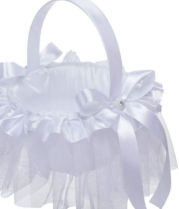 Syftgmz cesta de flores de casamento branco cesto de cesta de flores de flor pequena cesta de flores de flor de flor de