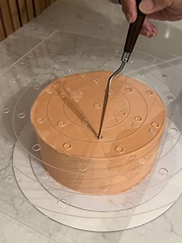 Guia do bolo para empilhamento de bolos redondos e bolos em camadas de decoração, ferramentas de fondant, ferramentas de cozimento, bolo de doe e modelo central para 4 , 6, 8 , 10, 12 , 14 Cakes
