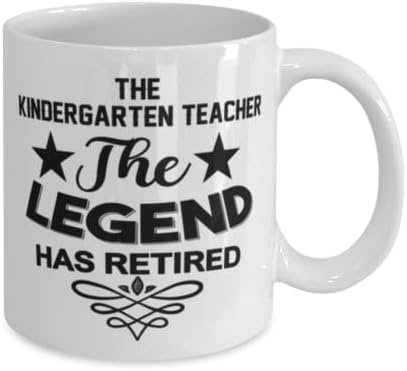 Professor do jardim de infância caneca, a lenda se aposentou, idéias de presentes exclusivas para o professor de jardim de infância, copo de chá de caneca de café branco