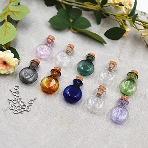 10pcs colorido minúsculo frascos de vidro mini garrafas de vidro com rolhas de cortiça mini garrafas de cortiça redonda de vidro redondo para decoração diy de casamento