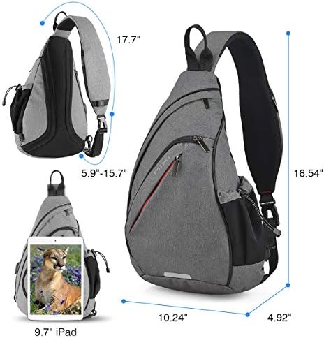 Hanke Sling Bag Men Backpack UNISSISEX One ombro para caminhada Backpack Crossbody com porto USB versátil casual Daypack