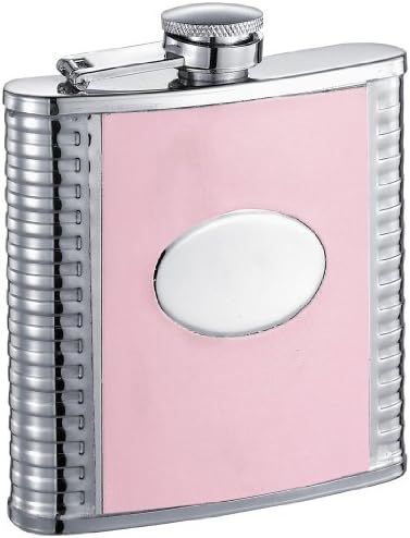 Visol Supermodel Leatherette Standless Aço Hip Flask, 8 onças, rosa