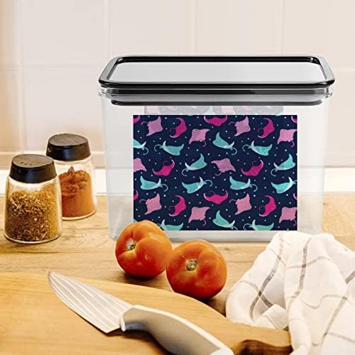 Caixa colorida de armazenamento de padrões coloridos Caixas de recipientes de organizador de alimentos plásticos com tampa para cozinha