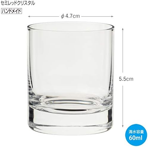 Toyo Sasaki Glassy Whisky Glass, Clear, 2.0 fl oz, Doria, fabricado no Japão