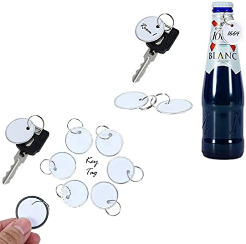 180 peças tags de aro de metal tags chaves redondas com anéis de metal para chaves de carro e teclas de porta, branco