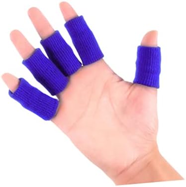 Inoomp 10pcs Mangas de manga de mão de mão de dedo Suporte de dedo de dedão Manga de dedos para artrite Protetor de dedos Suporte de dedos com cinto de dedos esportes de mão azul de mão azul
