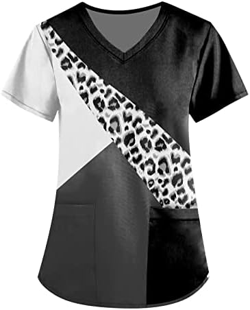 Imprimir uniformes de enfermagem para mulheres, camisas de pescoço em V Camisetas em Valentim de manga curta Tops