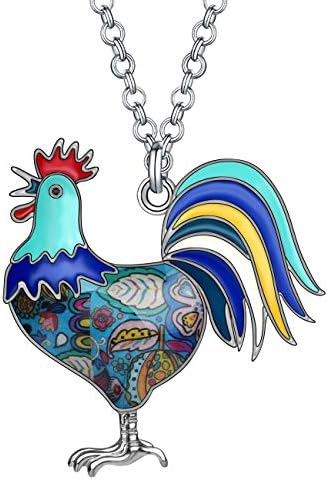 Weveni esmalte o esmalte Rhinestone Colar de frango Hen Rooster Pingente Chain Fashion Jewelry Novelty Gifts for Women Girls Ladies