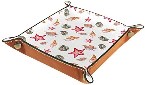 Lyetny Watercolor Seashell Starfish Pattern Organizer Bandejas de armazenamento Caixa de cabeceira Caddy bandeja de