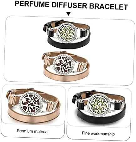 Pulseira de pulseira de couro com aroma Hemoton 2pcs Pulseiras em camadas para mulheres pulseira de óleo essencial