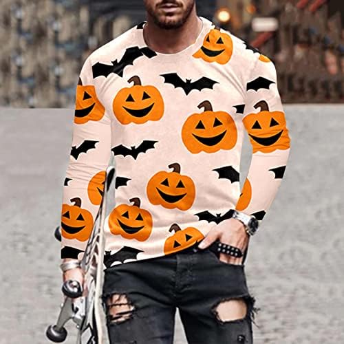 Halloween mens 3d camisetas digitais homens Halloween Pumpkin Print Blouse Blusa Long Designer T camisetas para homens
