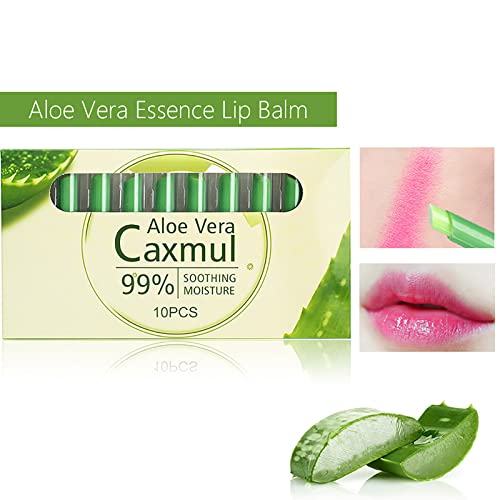 Cartões -presente Christmas Aloe Batom 10pcs Conjunto, Longo Lips Lips Lips Lips Lips Hidratante Alterar brilho labial Gllow no batom