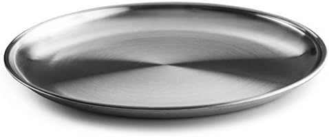 Metal escovado reutilizável 18/8 Placas de jantar- Qualidade vintage 304 Aço inoxidável Prata cor de cozinha pesada de