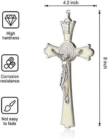 Vineten Saint Bento Crucifixo de esmalte - Crucifix Wall Cross Metal Wall Art -8 polegadas Cruz dão Bênção e o Sacrado Espiritual: