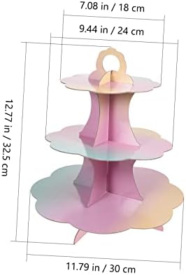 ABAODAM 5PCS 3 Rainbow Cake Stand para Mesa de bandejas de cupcakes decorativos Toppers redondos de cupcake redondo