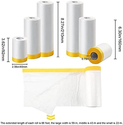 MyLifeunit Tape and Drape, papel de mascaramento de 6 pacotes para cobertura de pintura automotiva