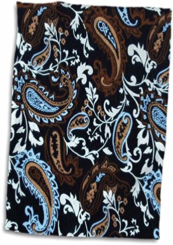 3d rosa preto azul n marrom paisley twl_61903_1 toalha, 15 x 22