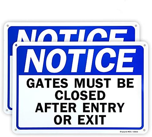 Aviso de 2 pacote do gelo-os portões devem ser fechados após a entrada ou saída de saída, 10 x 7 .04 alumínio refletivo de alumínio