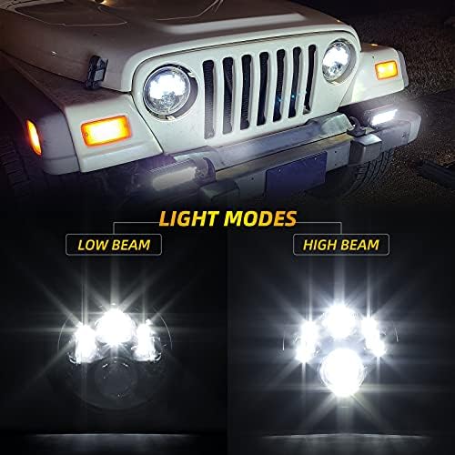 Faróis de LED redondos de 7 polegadas Haitzu Hi & Lo Sealed Beam faróis compatíveis com Jeep Wrangler JK TJ LJ CJ HUMMBER H1