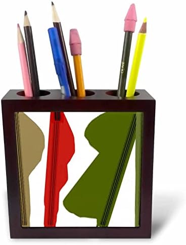 Imagem 3drose de pintura de forma irregular vermelha e verde bronzeada - suportes de caneta de ladrilhos