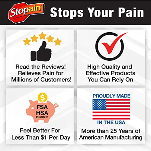 StopAin Dor Roll Roll em gel 3oz, EUA Made, Max Strength Atuando rapidamente com HSM, Glucosamina, mentol para artrite, lombar,