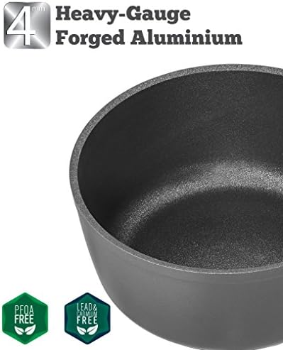 Saflon Titanium Nontick 1.5 Quart Molho Pan com alumínio forjado de tampa de vidro com revestimento livre de PFOA