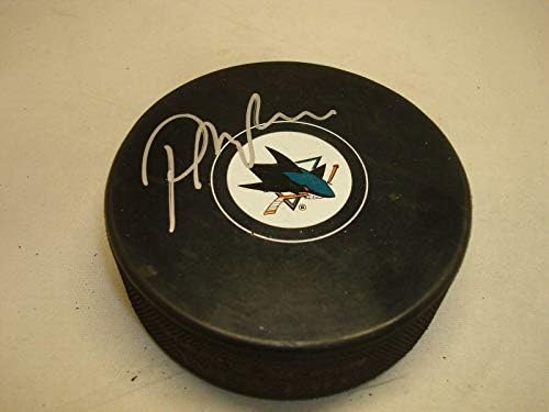 Peter DeBoer assinou San Jose Sharks Hockey Puck autografado 1a - Pucks autografados da NHL