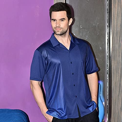 Sublimação de boliche masculino Savalino camisa retrô impressa, materiais de materiais suor e seca rapidamente, tamanho