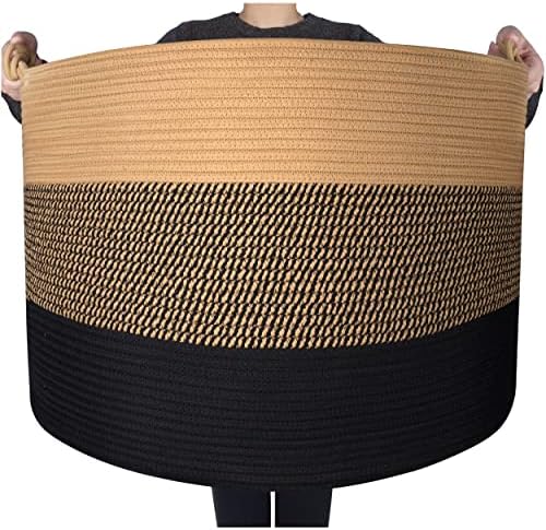 Design de Mintwood XXXXLARGE 22 x 16 polegadas cesta decorativa de corda de algodão, sala de estar de cesta, cesta de