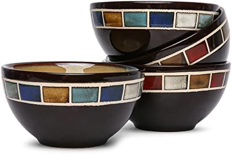 Samawi Small Ceramic Bowls - Para salsa de sorvete, sobremesa, arroz, salada de salada tigelas, tigelas pequenas coloridas, mini -tigelas, tigelas de condimento, diâmetro de 4,5 polegadas, 8 fl oz, conjunto de 4