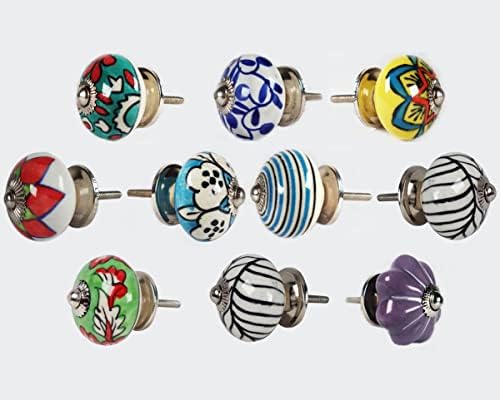 Novelika botões de cerâmica de cerâmica gaveta de armadilhas Pull Knobs Conjunto de 10