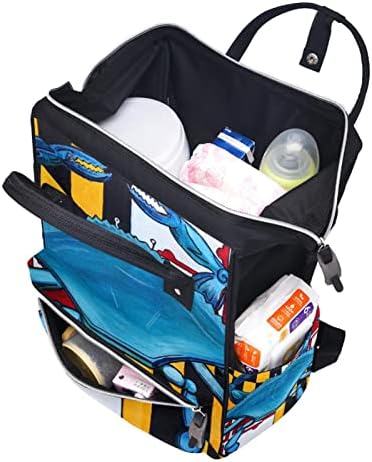 Mochila VBFOFBV Backpack de Bolsa, Bolsas de Nappha Bolsas de Viagem Multifuncional, Unissex e Elegante, Cartoon Blue Crab