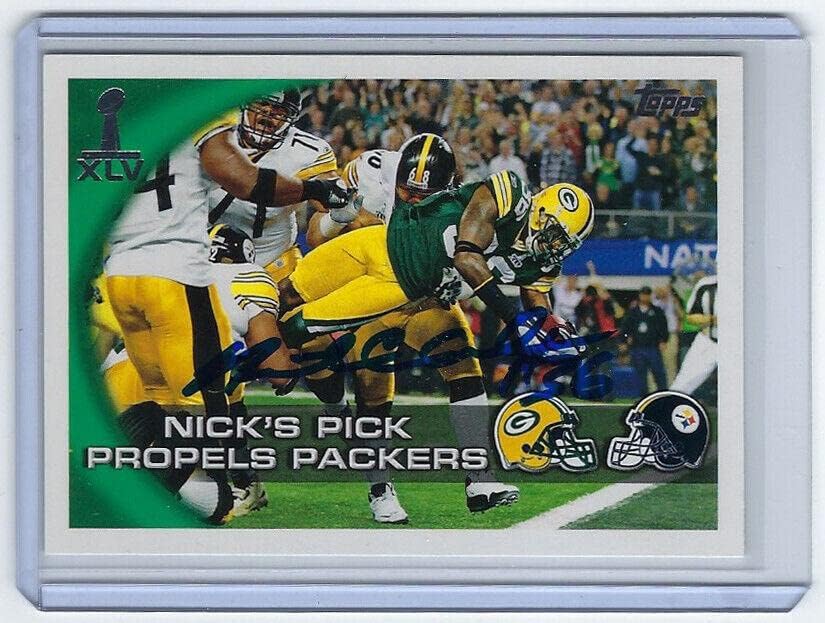 2011 Packers Nick Collins assinou cartão Topps Super Bowl XLV #26 Autografado - Cartões de futebol autografados da NFL