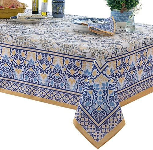 Bargains Home Plus Provence Allure Arabesque Amarelo e azul Floral Country Toalha de tecido francês de tecido francês, resistente