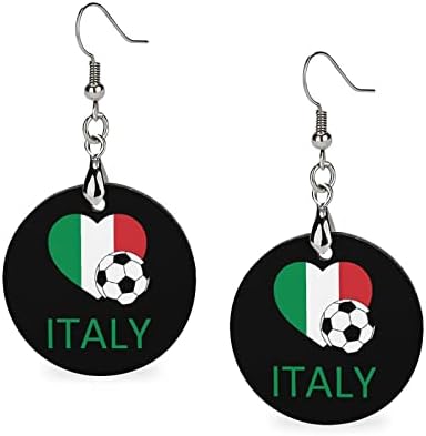 Amor Brincos de madeira de futebol da Itália redonda pendente balanço jóias para mulheres para mulheres