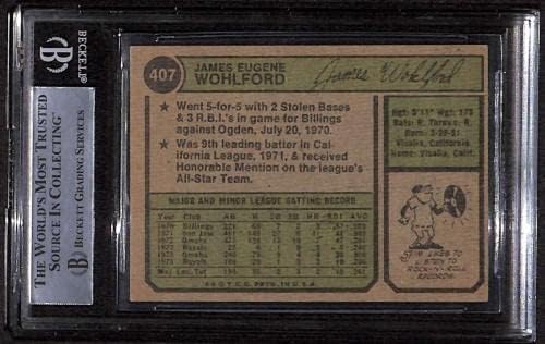 407 Jim Wohlford - 1974 Topps Baseball Cards classificados BGS Auto - Baseball Slabbed cartões autografados
