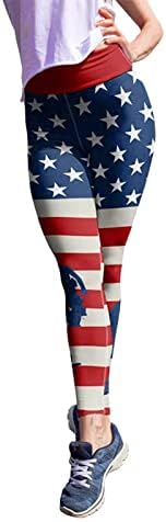 Bandeira americana 4 de julho Leggings femininos Tommes Controle USA PALHAS DE JOGGER DE BANDE