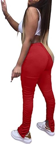 Salimdy Women's Casual Yoga Sport empilhado leggings Solid Color Split Ben Flare Pants Workout Active Sweetpante