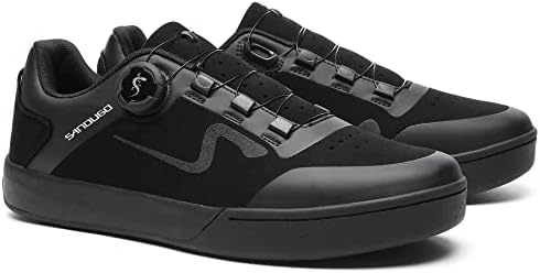 Sapatos de bicicleta de montanha mtb sandugo para homens, 2 parafusos adequados para todos os pedais SPD, compatíveis com pelotão leve e confortável, preto