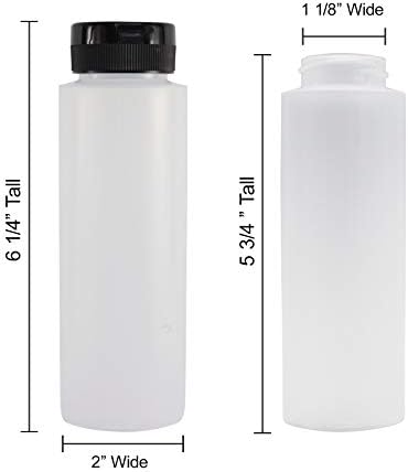 Garrafas de condimento de plástico fáceis de aperto fáceis com pináculo com tampa superior de tampa preta 8 oz Pacote vazio 420