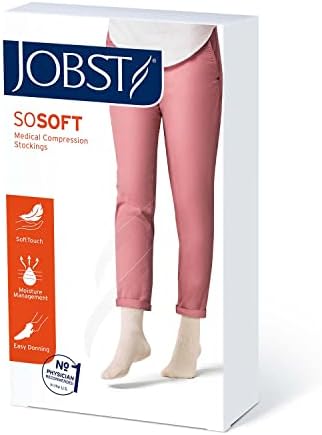Jobst Sosoft Compression Meias, 15-20 mmhg, joelho de altura, brocado, dedo do pé fechado