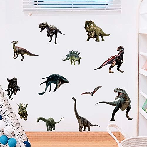 Adesivos de parede de dinossauros, casca e adesivo de adesivo de arte removível para crianças para crianças quarto de berçário sala de estar, multicolor