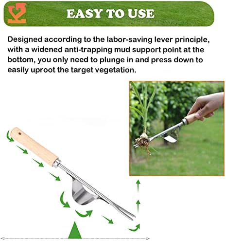 Kpalag Aço inoxidável Pelulador de ervas daninhas, base de alavanca de aço inoxidável, adequado para remoção de ervas daninhas