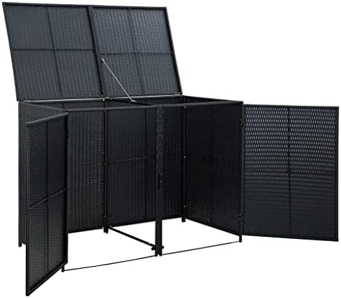 Vidaxl Bin Bin Bin Double Shed Poly Rattan Black 58,3 X31.5 X43.7