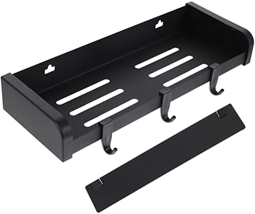 Zerodeko Pan Organizer Organizador de aço carbono Prateleiras flutuantes pretas de parede Montada com ganchos Organizador de prateleira para banheiro rack de armazenamento de cozinha 30cm Organizador de panela Organizador