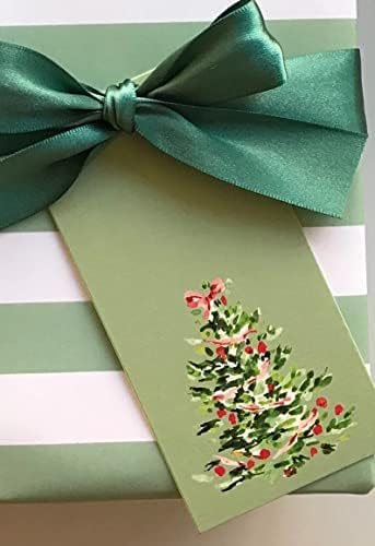 Conjunto de 12 tag de presente fofo, oh christmas árvore sálvia, etiqueta de presente, natal, férias, festa